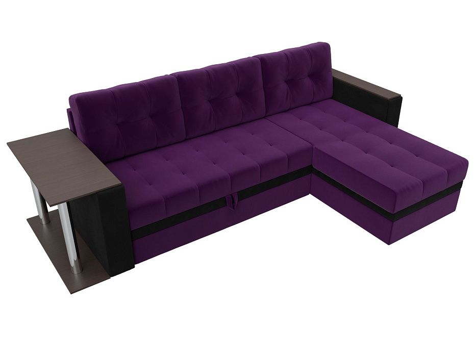 Угловой диван Атланта М правый угол (фиолетовый\черный)