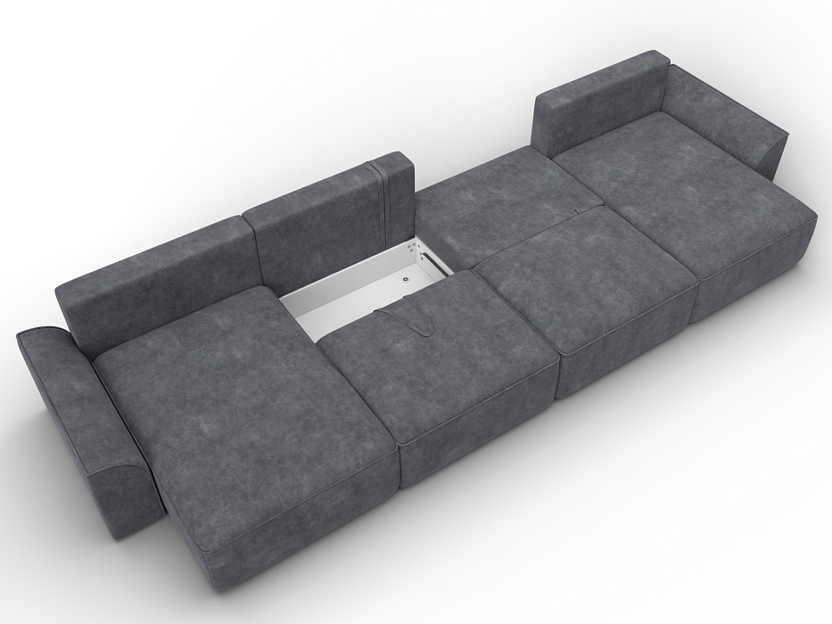 Диван П-образный Лига-048 НПБ лонг (brut 16 темно-серый)