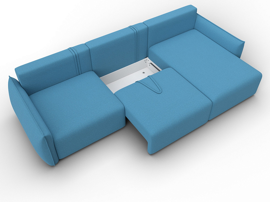 Диван угловой Лига-051 НПБ Лонг угол универсальный (амур 10 голубой)