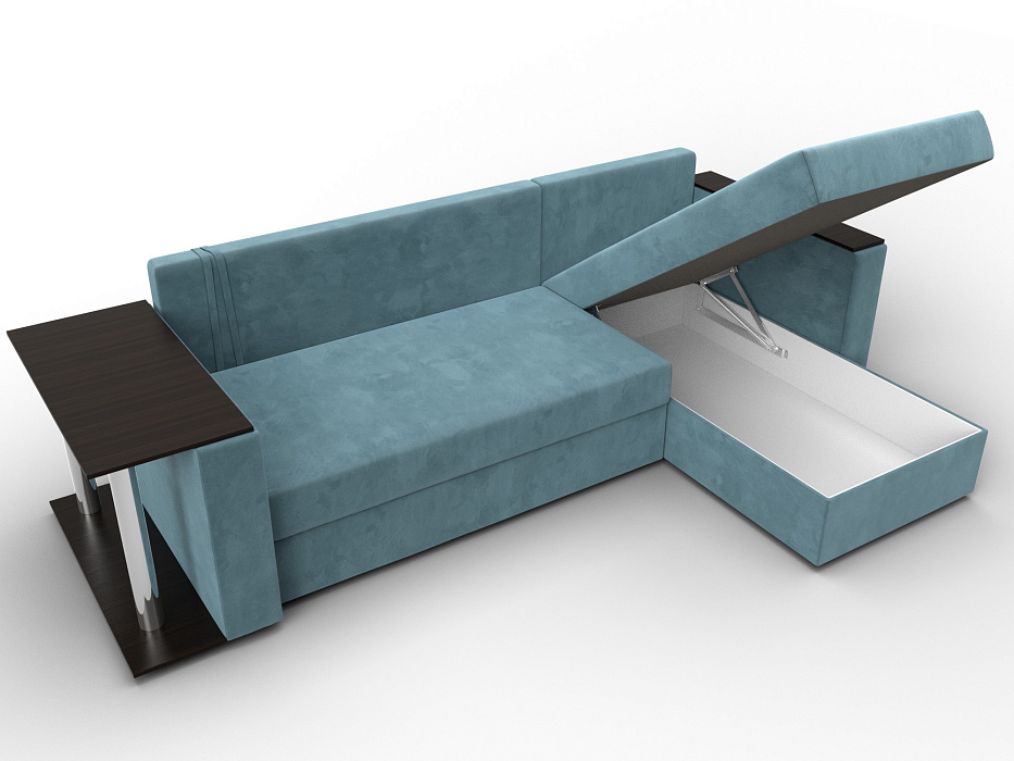Диван угловой Атланта со столом правый угол (seven 113 бирюзовый)