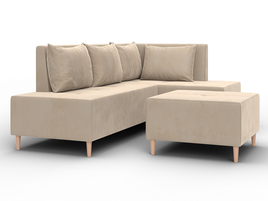 Диван угловой модульный с пуфом Лига-126 угол правый (seven 729 бежевый)
