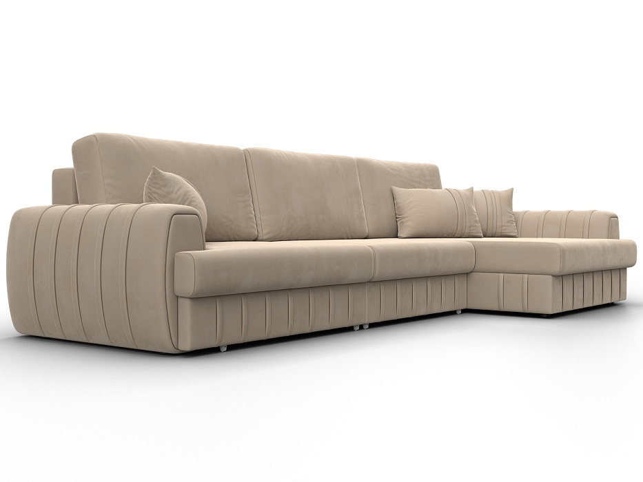 Диван угловой Лига-057 НПБ Лонг угол правый (seven 729 бежевый)