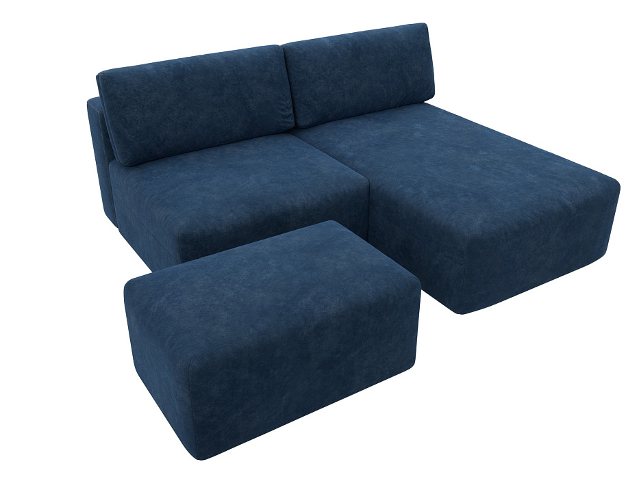 Диван угловой модульный с пуфом Лига-060 НПБ угол универсальный (brut 11 синий)