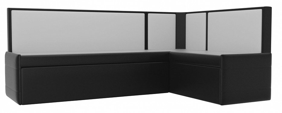 Кухонный угловой диван Кристина правый угол (черный\белый цвет)