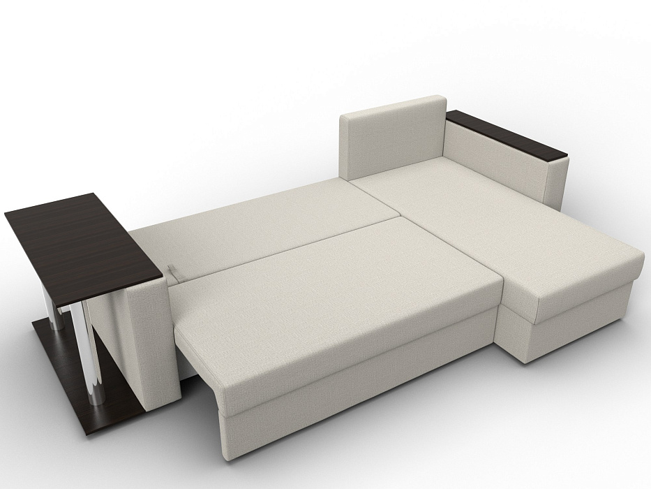 Диван угловой Атланта со столом правый угол (амур 02 бежевый)