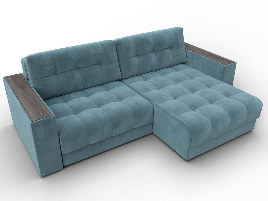Диван угловой с декором Лига-049 НПБ (seven 113 бирюзовый)