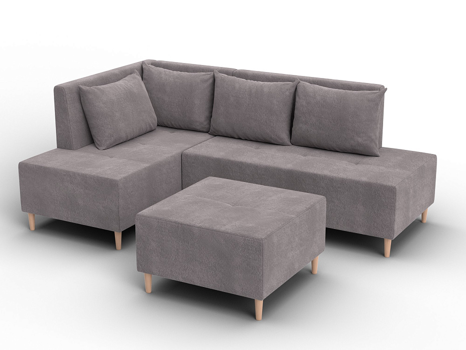 Диван угловой модульный с пуфом Лига-126 угол левый (laim 04 бежевый)