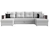 П-образный диван Валенсия (белый\черный цвет)
