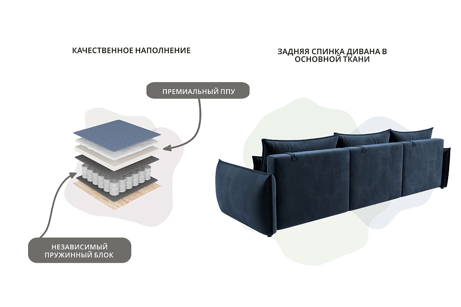 Диван прямой Лига-051 НПБ Лонг (tower 13 синий)