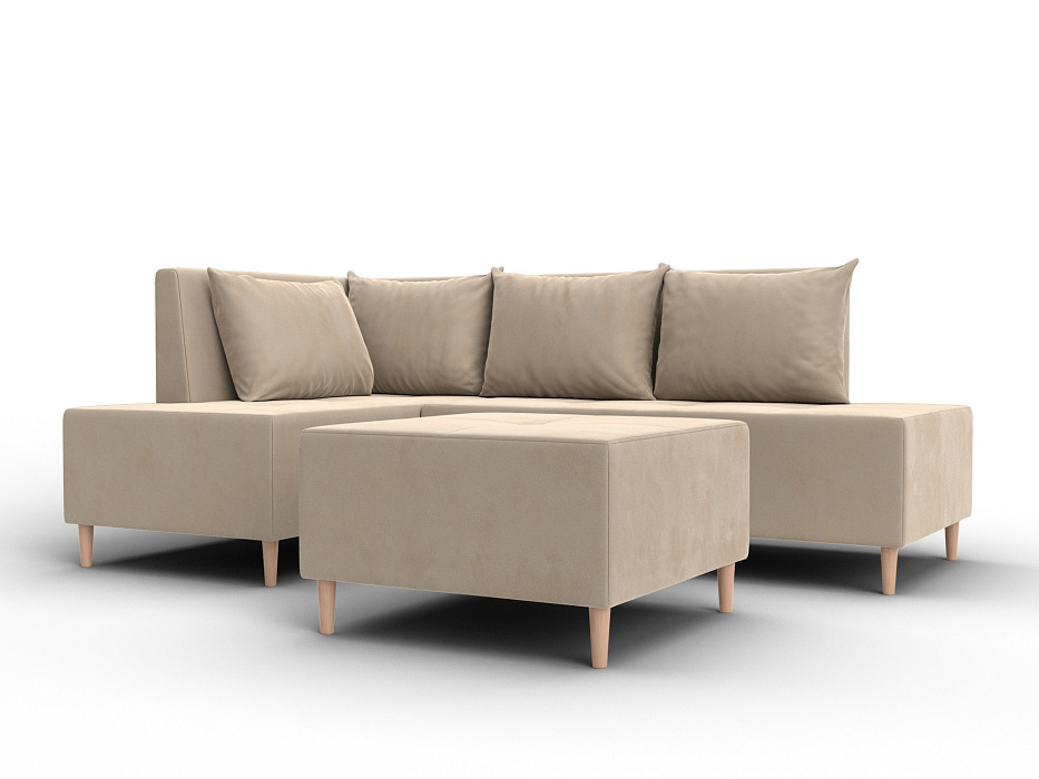 Диван угловой модульный с пуфом Лига-126 угол левый (seven 729 бежевый)
