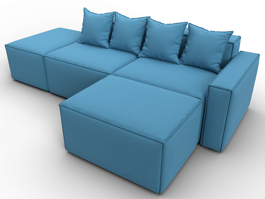 Диван угловой модульный Лига-063 угол правый (амур 10 голубой)