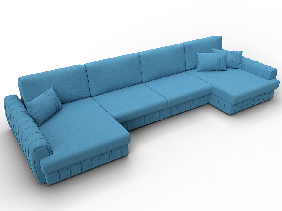 Диван П-образный Лига-057 НПБ Лонг (амур 10 голубой)