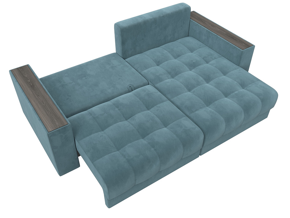 Диван угловой с декором Лига-049 НПБ (seven 113 бирюзовый)