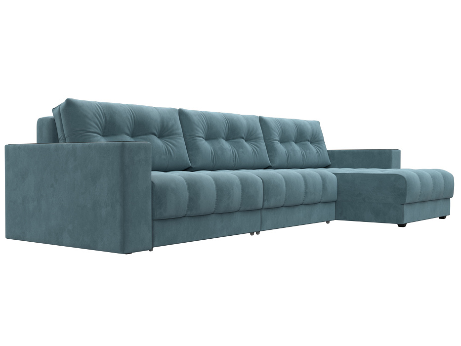 Диван угловой с декором Лига-049 НПБ Лонг (seven 113 бирюзовый)