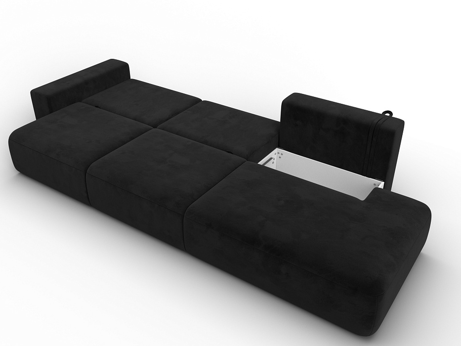 Диван прямой Лига-036 НПБ Модерн Лонг подлокотник слева (seven 35 черный)