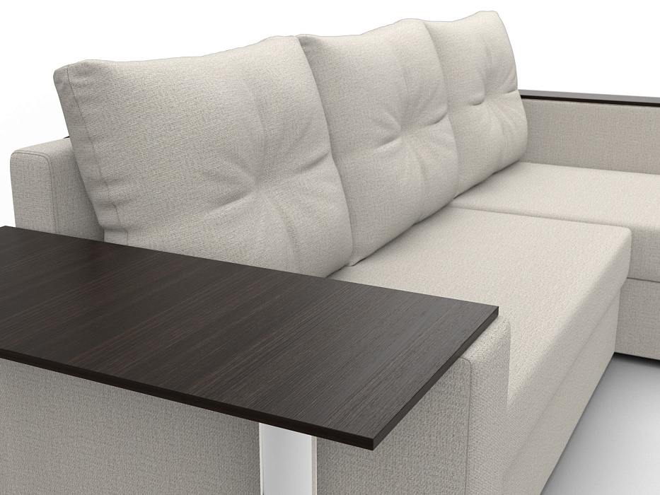 Диван угловой Атланта со столом правый угол (амур 02 бежевый)