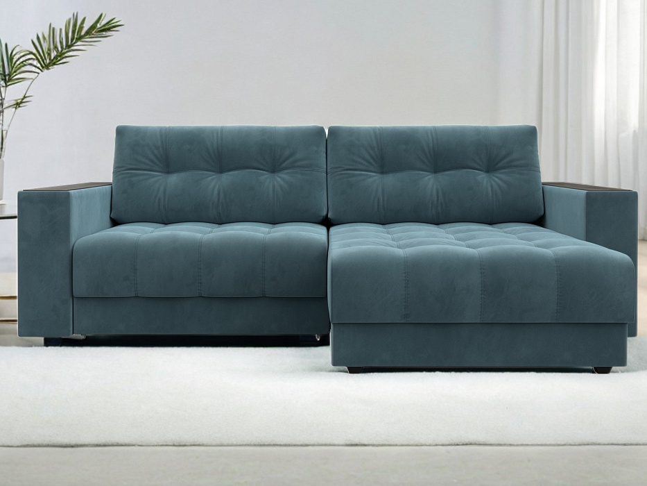 Диван угловой с декором Лига-049 НПБ (seven 113 бирюзовый)