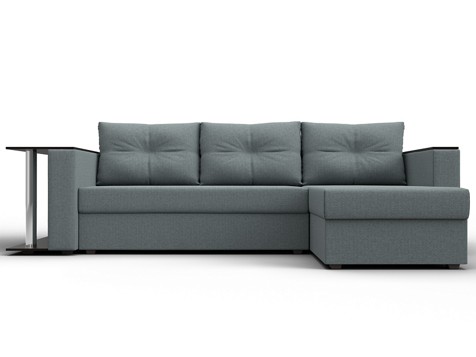 Диван угловой Атланта со столом правый угол (амур 07 серый)