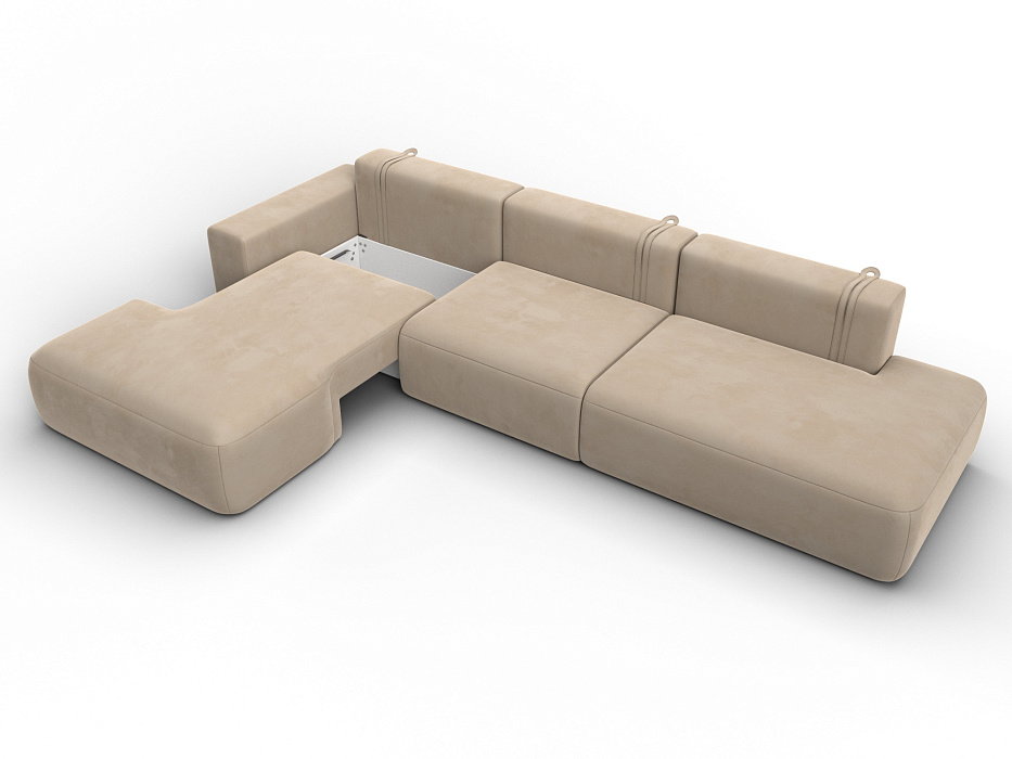 Диван угловой Лига-036 НПБ Модерн Лонг левый угол (seven 729 бежевый)