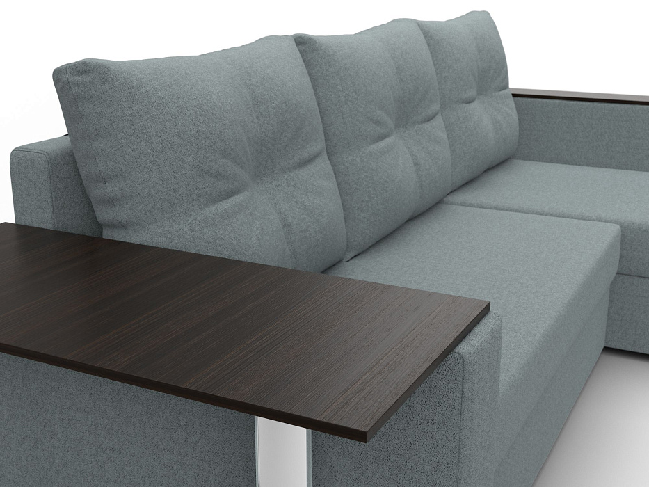 Диван угловой Атланта со столом правый угол (амур 07 серый)