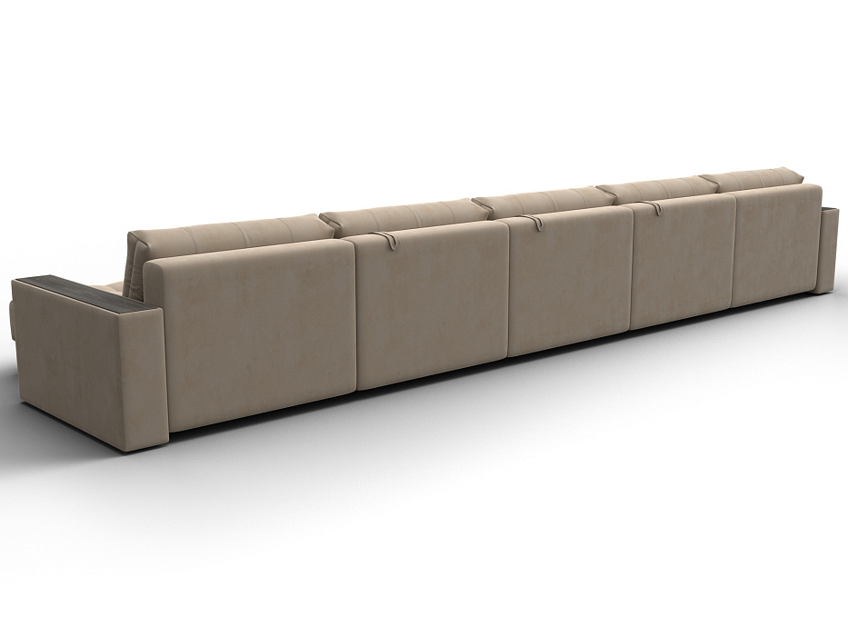 Диван П-образный с декором Лига-049 НПБ Мегалонг (seven 729 бежевый)