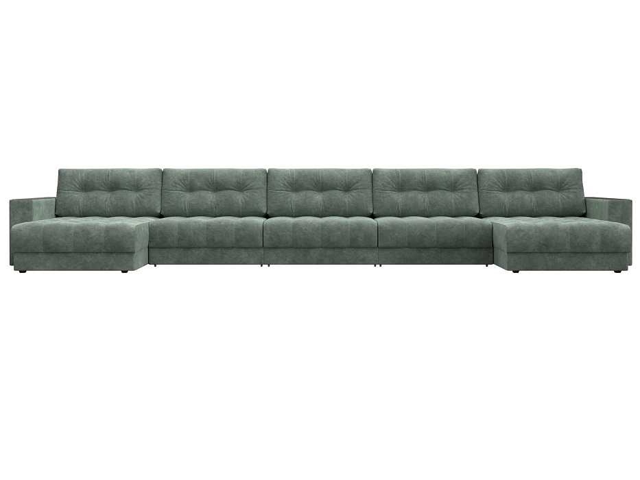 Диван П-образный с декором Лига-049 НПБ Мегалонг (brut 08 зеленый)