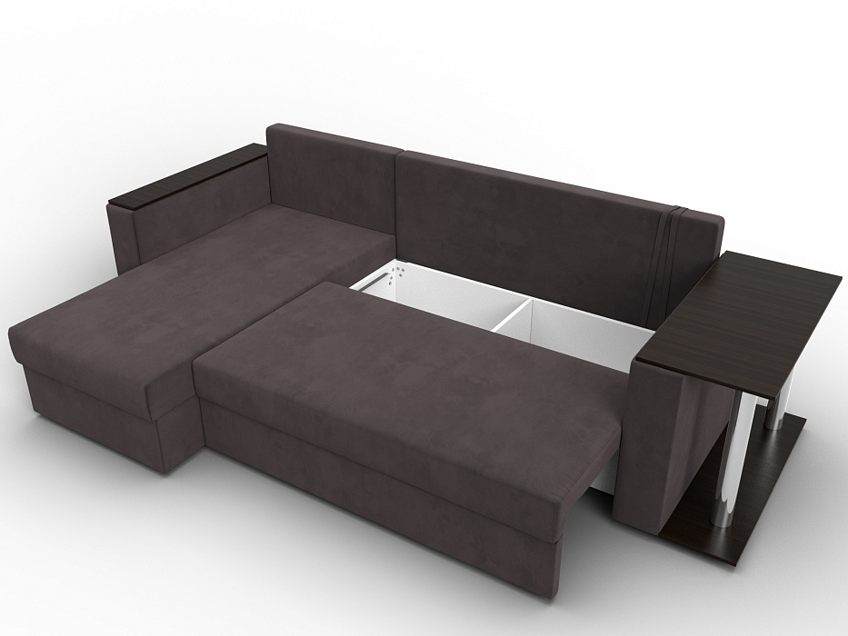 Диван угловой Атланта со столом левый угол (seven 727 коричневый)
