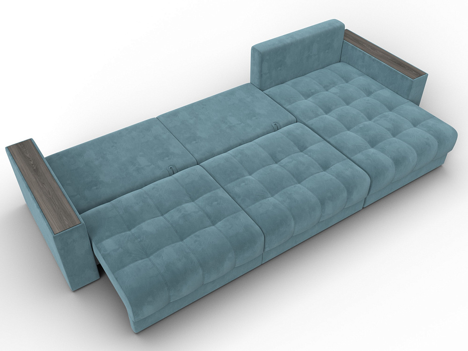 Диван угловой с декором Лига-049 НПБ Лонг (seven 113 бирюзовый)