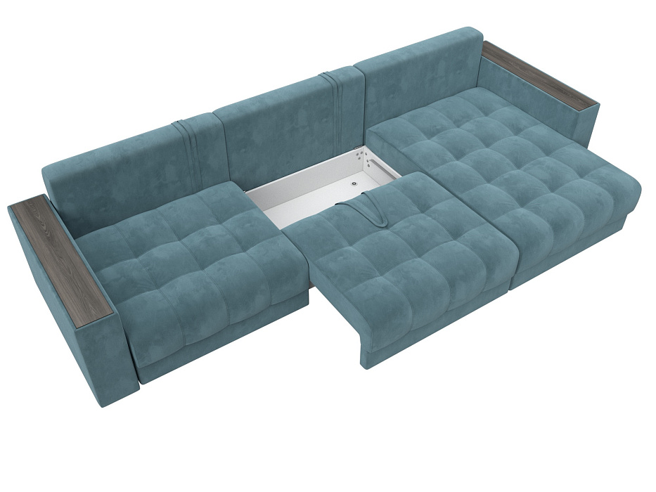 Диван угловой с декором Лига-049 НПБ Лонг (seven 113 бирюзовый)