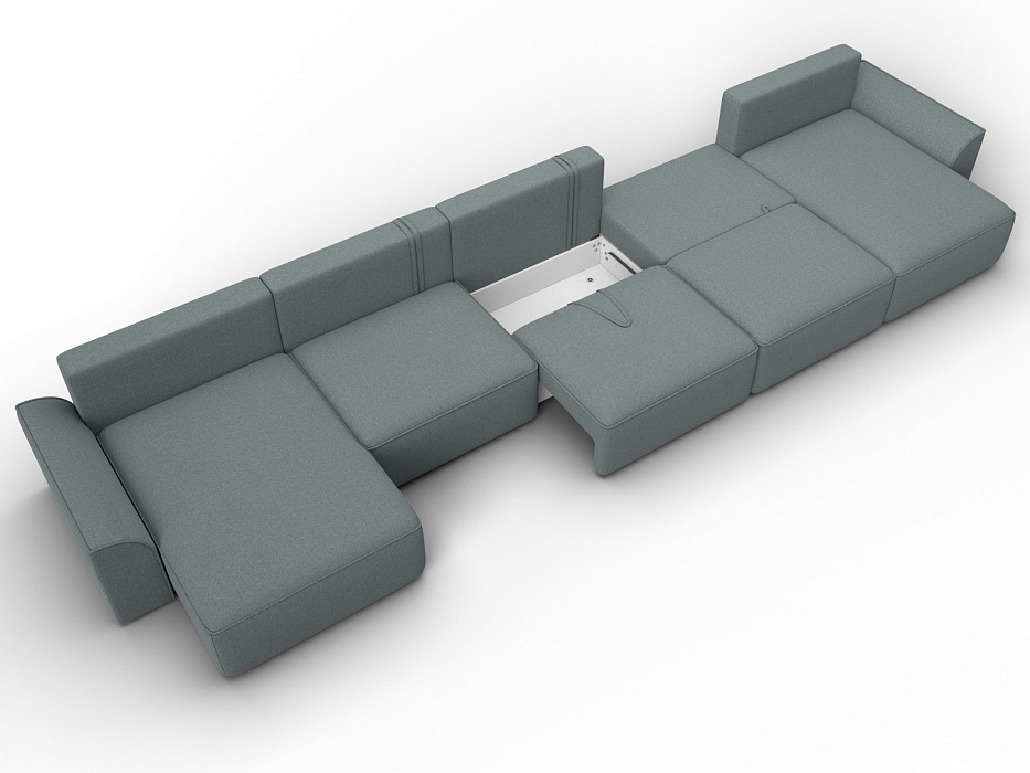 Диван П-образный Лига-048 НПБ МегаЛонг (амур 07 серый)