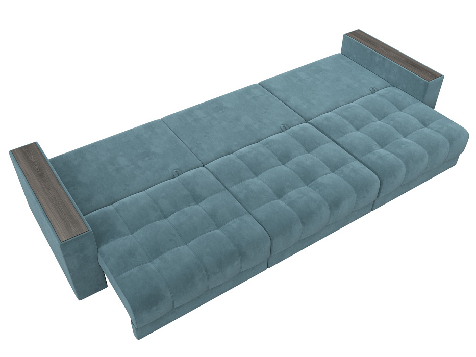 Диван прямой с декором Лига-049 НПБ Лонг (seven 113 бирюзовый)