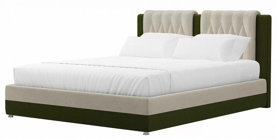 Интерьерная кровать Камилла 160 (бежевый\зеленый)