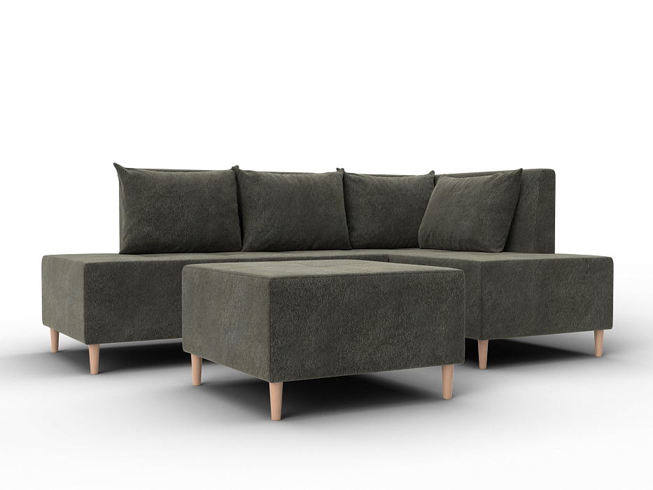 Диван угловой модульный с пуфом Лига-126 угол правый (laim 10 темно-коричневый)