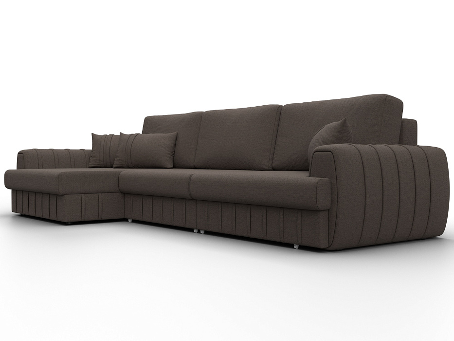 Диван угловой Лига-057 НПБ Лонг угол левый (амур 05 коричневый)