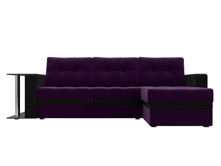 Угловой диван Атланта М правый угол (фиолетовый\черный)