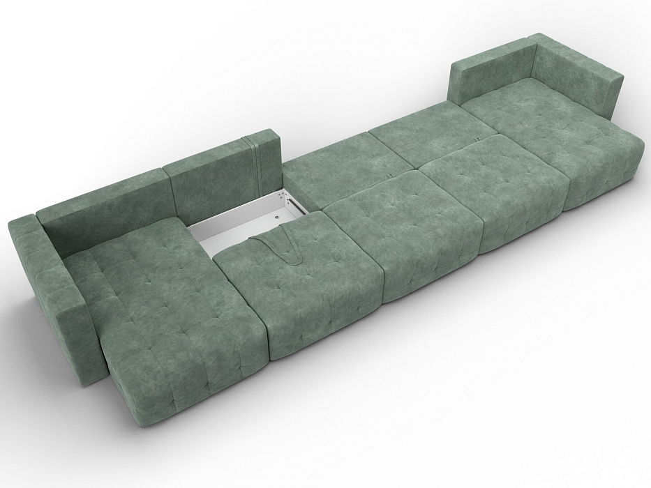 Диван П-образный Лига-052 НПБ МегаЛонг (brut 08 зеленый)