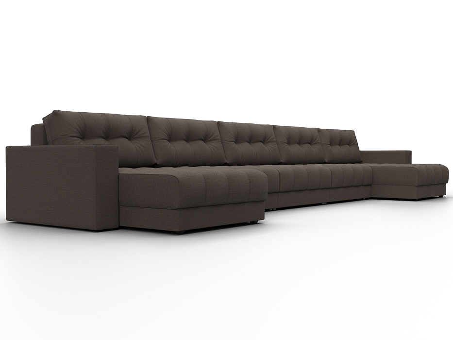 Диван П-образный с декором Лига-049 НПБ Мегалонг (амур 05 коричневый)