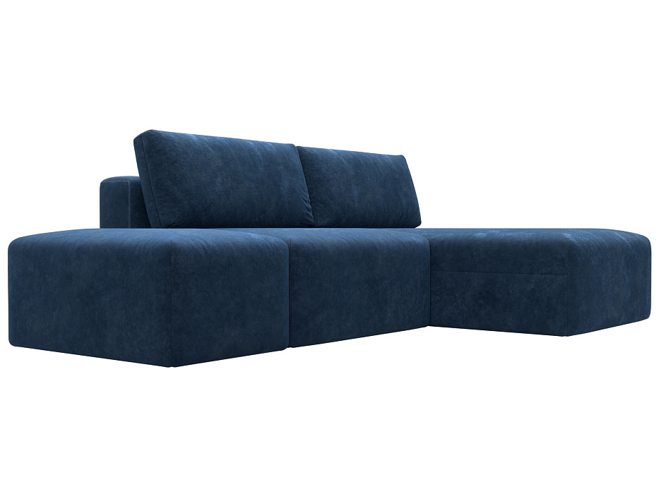 Диван угловой модульный с пуфом Лига-060 НПБ угол универсальный (brut 11 синий)