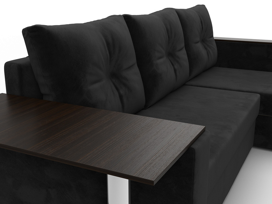 Диван угловой Атланта со столом правый угол (seven 35 черный)