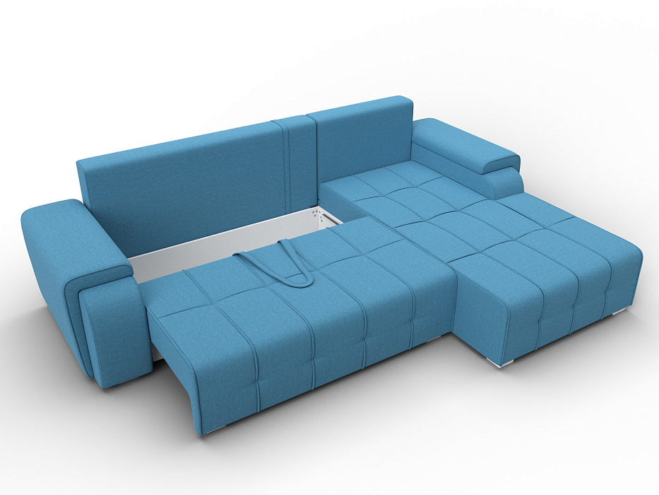 Диван угловой Лига-121 правый угол (амур 10 голубой)