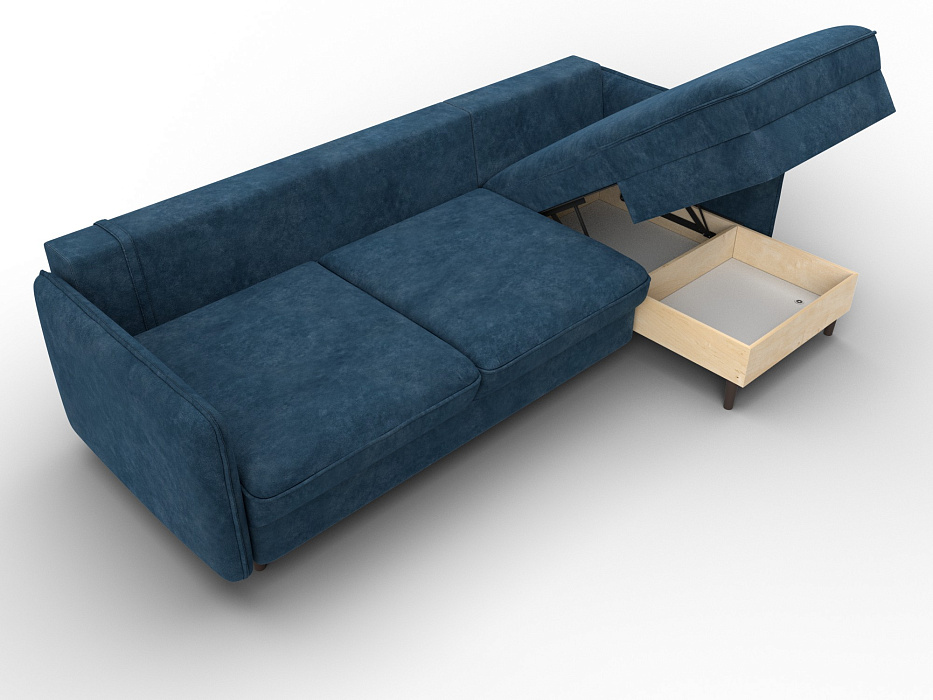 Диван угловой Лига-064 НПБ угол универсальный (brut 11 синий)