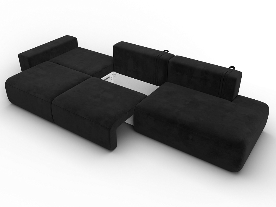 Диван прямой Лига-036 НПБ Модерн Лонг подлокотник слева (seven 35 черный)