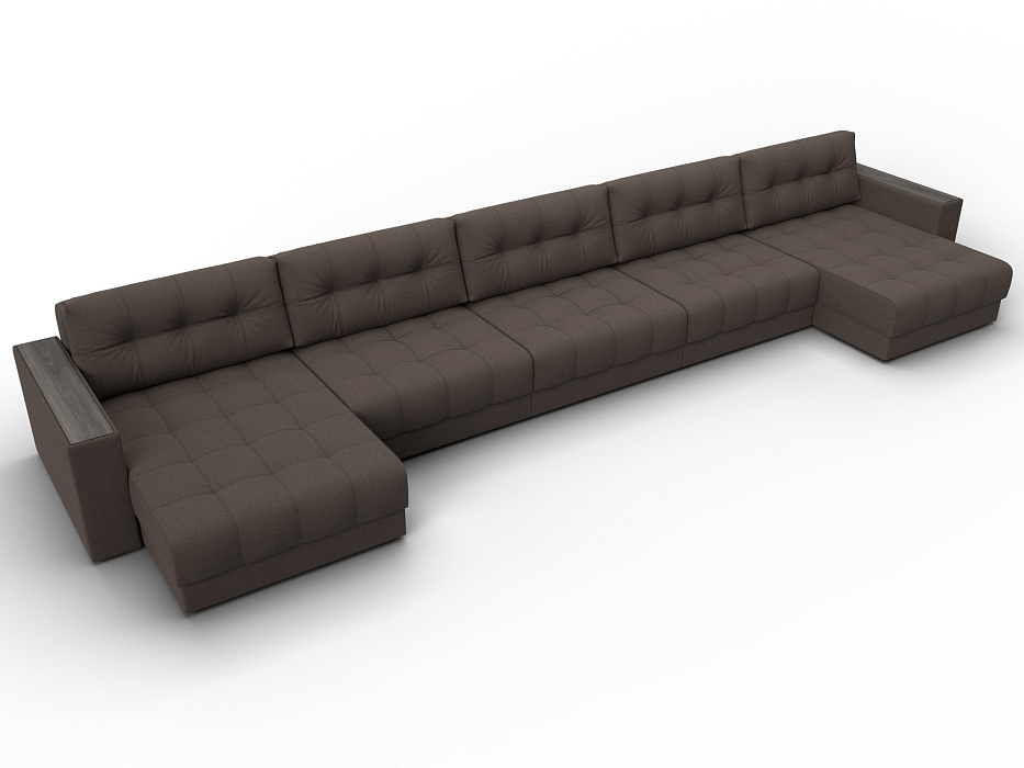 Диван П-образный с декором Лига-049 НПБ Мегалонг (амур 05 коричневый)