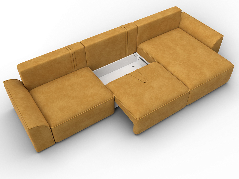 Диван угловой Лига-048 НПБ лонг (brut 10 желтый)