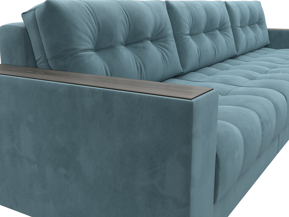 Диван прямой с декором Лига-049 НПБ Лонг (seven 113 бирюзовый)