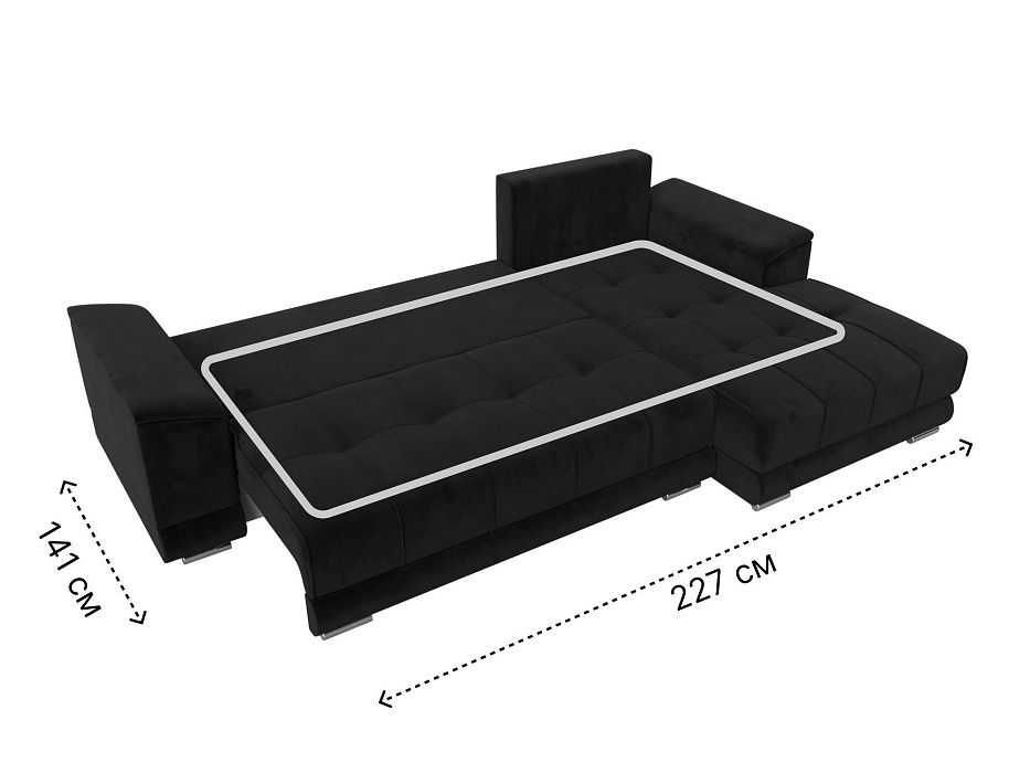 Диван угловой НордСтар правый угол (черный)