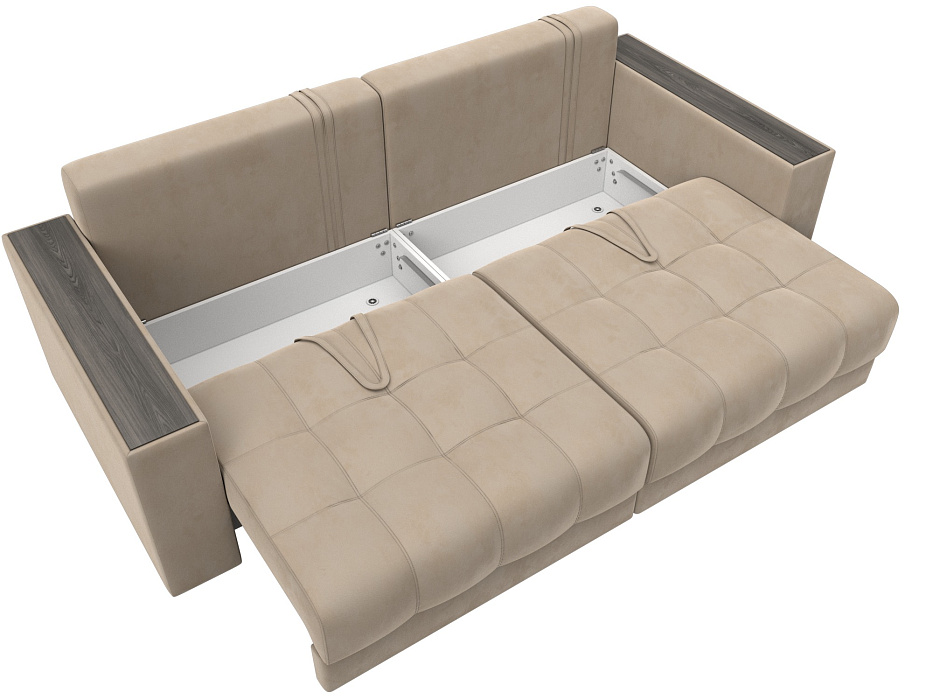 Диван прямой с декором Лига-049 НПБ (seven 729 бежевый)