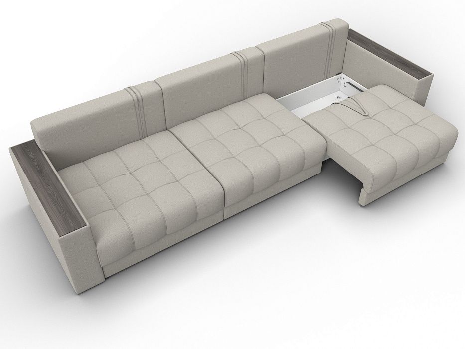 Диван прямой с декором Лига-049 НПБ Лонг (амур 02 бежевый)