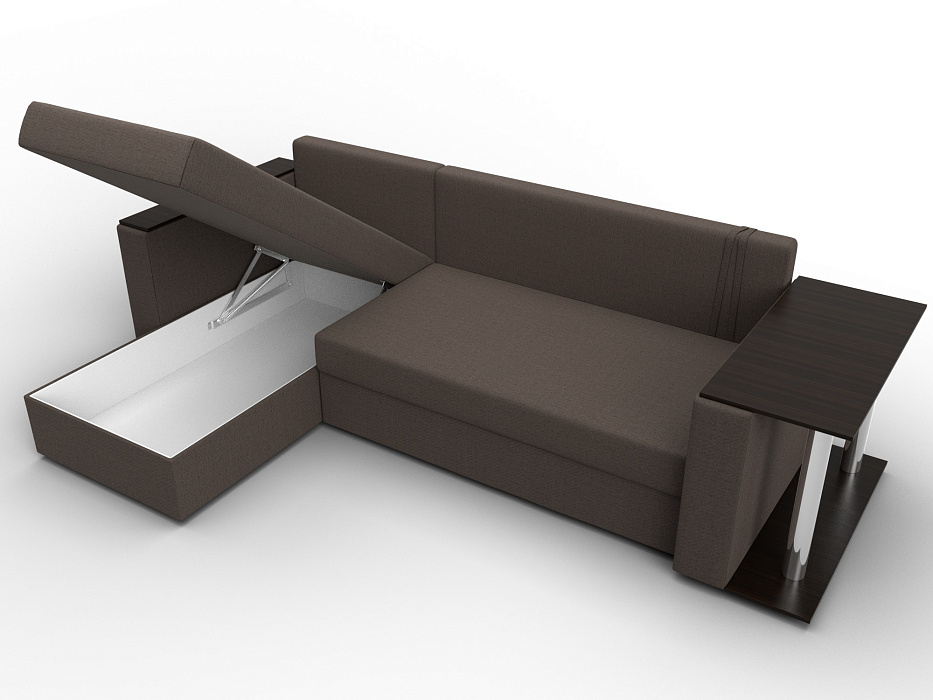 Диван угловой Атланта со столом левый угол (амур 05 коричневый)