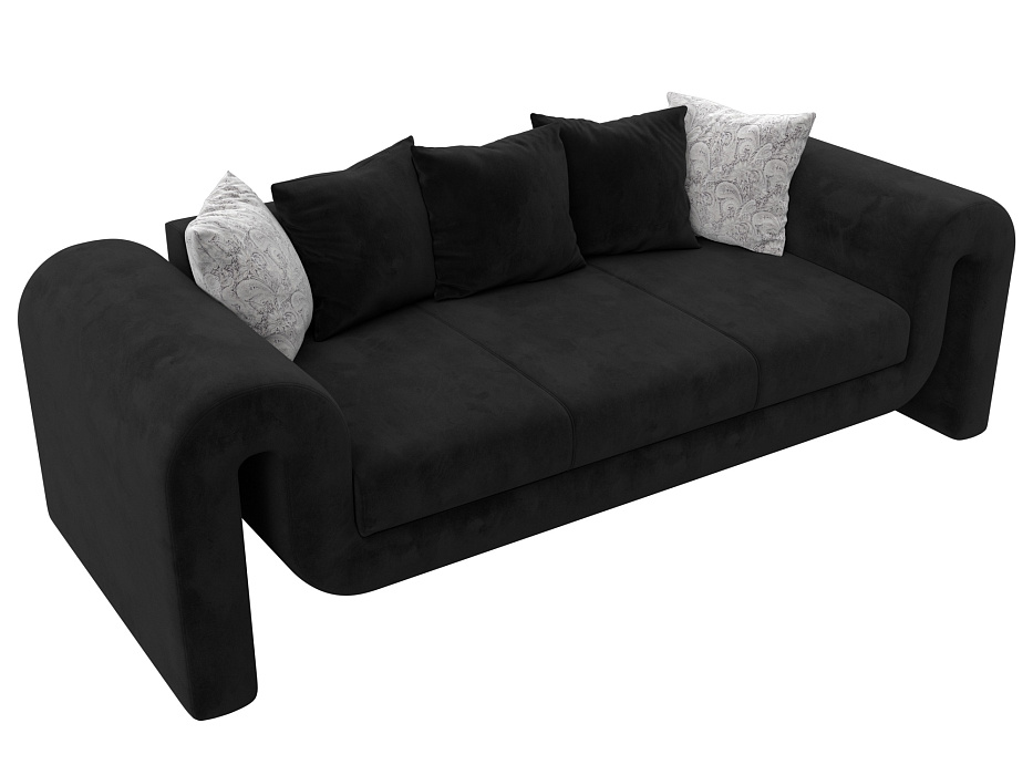 Диван прямой Волна (seven 35 черный;seven 17 серый)